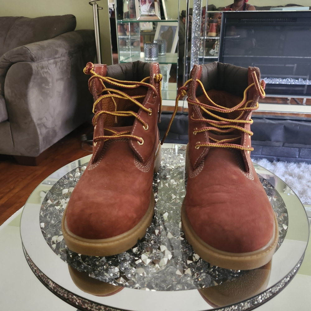 Timberland Brown Leather Work Boots with Moc Toe